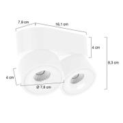 LED-Deckenstrahler Fez, weiß, 2-fl., Metall, schwenkbar