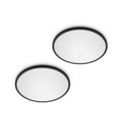 Philips LED SuperSlim 2er-Set schwarz IP44 Ø 30cm 2.700K