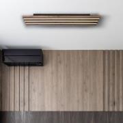 LED-Deckenlampe Hayden, Länge 80 cm, schwarz/holz dunkel