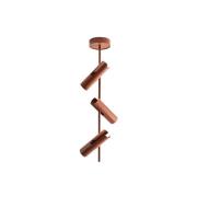 Deckenspot Leda 3, ziegelrot, 3-flammig, Stahl, Höhe 76 cm