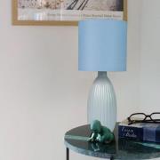 PR Home Tischlampe Uno, blau, Höhe 37 cm, Textil/Keramik
