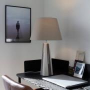 PR Home Tischlampe Leya, braun/weiß, Höhe 54 cm Metall/Stoff