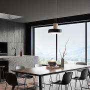 LED-Pendelleuchte Lunar, schwarz/gold, Glas, CCT, dimmbar