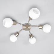 Lindby Deckenlampe Elaina, Ø 54cm, 5-flg., nickel, Glas, E14