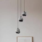 Lucande LED-Pendellampe Hayley, schwarz, 3-flg., Glas