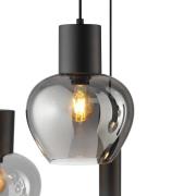 Hängelampe Ligari, schwarz/rauchgrau, Länge 126 cm, Glas