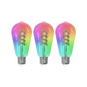 LUUMR Smart LED Filament 3er-Set E27 ST64 4W RGB klar Tuya