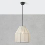 Pendellampe Aiko, beigefarben/schwarz, Ø 37 cm, Stoff/Metall