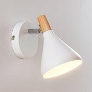 Lindby Wandleuchte Arina, 17 cm, weiß, Metall, Holz, E14