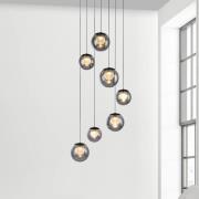 PURE LED-Hängelampe Popup, grau/rauchgrau, Ø 40 cm, 7-flg.