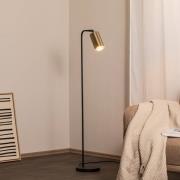 Stehleuchte Emek 4081, schwarz, Schirm gold antik