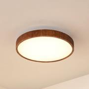 Lindby LED-Deckenlampe Velua, weiß/holz dunkel, CCT, Ø 50 cm
