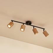 Lindby Deckenstrahler Stralino, 4-flammig, Länge 60 cm, Holz