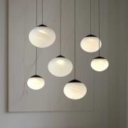 Lucande LED-Hängeleuchte Tivar, 6-flg., schwarz/weiß, Glas