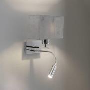 Wandlampe Harry, eckig, chrom/chrom/dunkelgrau