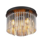 Deckenleuchte Gorley, schwarz/rauchgrau, Ø 32 cm Metall/Glas