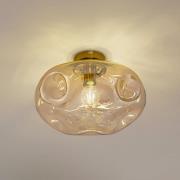 Lindby Deckenleuchte Lelia, amber, Glas, Ø 35 cm