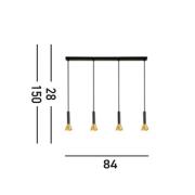 Hängeleuchte Signal, Länge 84 cm, schwarz/goldfarben, Metall