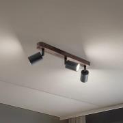 Deckenspot Subrin, nussbaum, dreiflammig