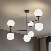 Deckenlampe Korek, schwarz/weiß, Glas, 75 cm, 7-flg., E14