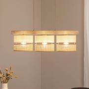 Hängeleuchte Treeon, 3-flammig, Holz, Jute, naturfarben/ecru