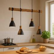 Lindby Hängeleuchte Trebale, E14, Ø 15 cm, 4-flammig, Holz