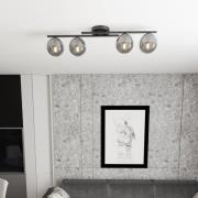 Deckenleuchte Kairo, schwarz/rauchgrau, Metall, 4-flg.