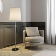 Lucande Stehlampe Pordis, 155cm, chrom, weiß, Metall, Textil