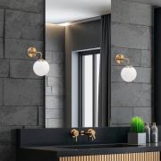 Wandleuchte Viran, goldfarben antik, Glas, Höhe 25 cm, E14