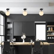 Deckenleuchte Atmaca, 1-flammig, schwarz, Glas, Ø 15 cm