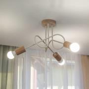 Deckenleuchte Oxford, sandbeige, Holz, Metall, 3-fl,, Ø 44cm