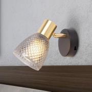 Wandleuchte Lindita, Glas, rauchgrau, E14, schwenkbar