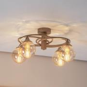 Deckenlampe Binah amber/antikgold 4-flg. Ø 60 cm Glas/Metall