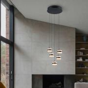 LED-Pendellampe Dios, nickelfarben, Ø 45 cm, CCT, 5-flg.