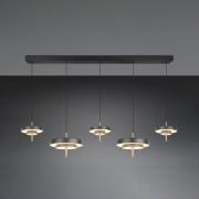 LED-Hängelampe Keaton, schwarz/goldfarben 140 cm CCT, 5-flg.