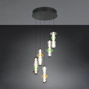 LED-Hängelampe Minerva, Ø 42 cm, bunt, Glas, CCT, 5-flg.