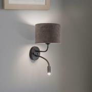 Wandleuchte Roller, Cord dunkelgrau, schwarz, mit Leselicht