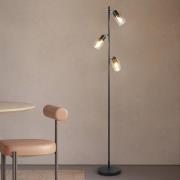 Stehleuchte Cadiz, schwarz/amber, 3-flammig, Höhe 154 cm