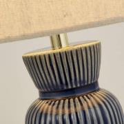 Tischleuchte Jeshua, blau/weiß, Keramik/Textil, 39 cm, E24