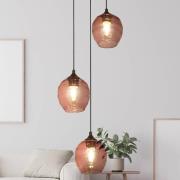 Hängeleuchte Ojay, pflaume/schwarz, Glas, 3-flammig, E27