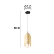 Hängelampe Fedora, Ø 22 cm, goldfarben, Metall/Glas