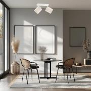 Deckenleuchte Suerte, cremeweiß, Leinentextil, 2-flammig