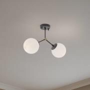 Deckenleuchte Damar, schwarz, Glas, 2-flammig, Länge 44 cm