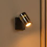 Wandstrahler Upton, Ø 6 cm, schwarz/rauchgrau, Metall/Glas