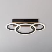 LED-Deckenlampe Blevins 3-flg. schwarz/holzoptik, Länge 46cm