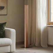 Lucande LED-Stehleuchte Lieske, schwarz, Eiche, dimmbar