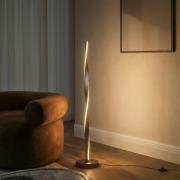 Lindby LED-Stehleuchte Jaren, schwarz/braun, 114 cm, CCT