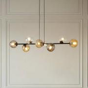 Hängeleuchte Glassy, 8-flammig, schwarz, grafit/amber/klar