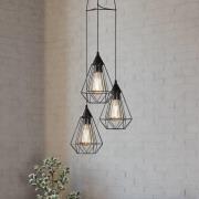 Hängelampe Tarbes, schwarz, 3-flammig, rund