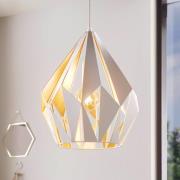 Pendellampe Carlton, weiß-gold, Ø 31cm